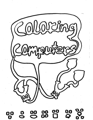 cover of the zine with the text coloring computers