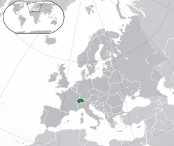  İsviçre konumu  (yeşil)Avrupa'da  (yeşil & koyu gri)