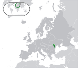 Moldova (yeşil) ve Transdinyester (açık yeşil)-Avrupa'da