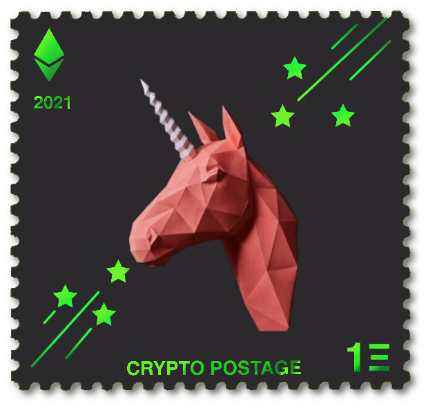 Nft Unicorn on matte black #12 - Crypto Stamp NFT