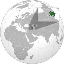 Azerbaycan'ın Dünya üzerindeki konumu.