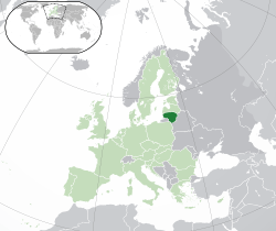  Litvanya konumu  (koyu yeşil)– Avrupa'da  (yeşil & koyu gri)– Avrupa Birliğinde  (yeşil)