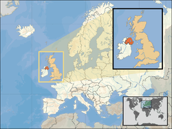  Kuzey İrlanda konumu  (koyu yeşil)