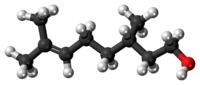 Ball-and-stick model of the (-)-citronellol molecule