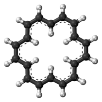 Ball-and-stick model of the cyclooctadecanonaene molecule