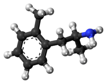 Ball-and-stick model of the 2-methylamphetamine molecule