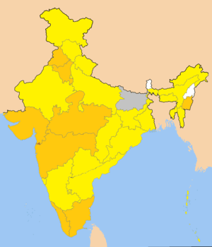 Map of India showing the achievements of each state during the 2015 National Games