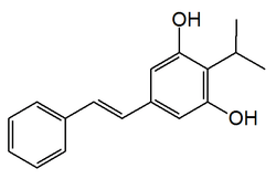 Chemical structure of 3,5-dihydroxy-4-isopropyl-trans-stilbene