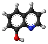 Ball-and-stick model of the 8-hydroxyquinoline molecule
