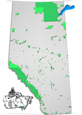 Map showing the location of Bragg Creek Provincial Park
