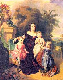 The empress on a settee surrounded by her children