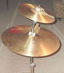 Splash cymbal as the upper on a double stand