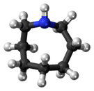 Ball-and-stick model of the azocane molecule