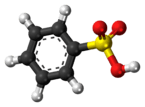 Ball-and-stick model of the benzenesulfonic acid molecule