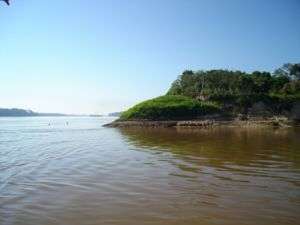 On the border between Brazil and Bolivia. The Madeira River is on the left, the Abunã River on the right.