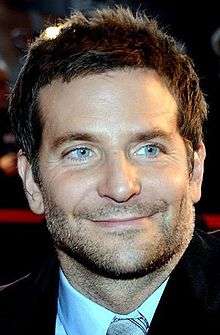 A photograph of Bradley Cooper, as he smiles away from the camera.