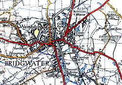 Old map showing the main roads and the river.