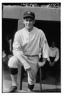 Black-and-white image of Bucky Harris standing in a baseball dugout