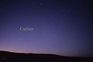 Image of the constellation Caelum, showing the pattern of its stars as seen in the night sky
