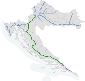 The A1 runs through Dalmatia in Croatia.