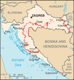 Multicouloured map of Croatia
