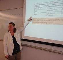 Picture of a woman teaching a classroom.