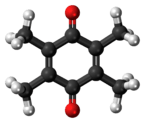 Ball-and-stick model of the duroquinone molecule