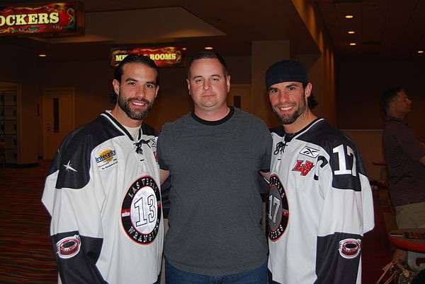 EM Me with the Ex NHLers Chris and Peter Ferraro (2326408568).jpg