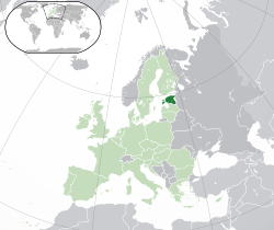 Location of  Estonia  (dark green)– in Europe  (green & grey)– in the European Union  (green)  –  [Legend]
