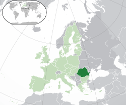 Location of Romania (dark green):