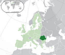 Map showing Romania in Europe