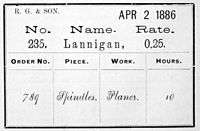 Employement of Service Card, Frankford Arsenal, 1886