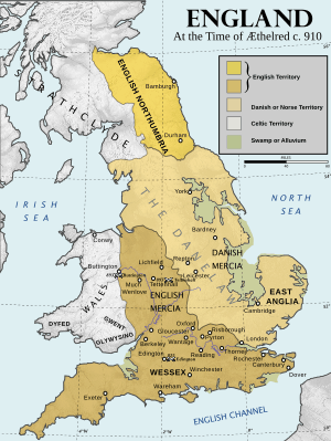 Map of England in c.910