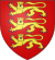Three gold lions: Coat of arms, and flag, of English kings.