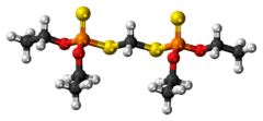 Ball-and-stick model of the ethion molecule