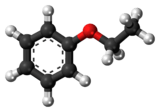 Ball-and-stick model of the ethyl phenyl ether molecule