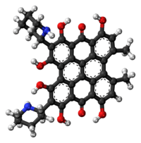 Ball-and-stick model of the fagopyrin molecule