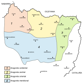 Multicolored map of Aragon