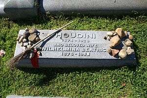 The grave marker at Harry Houdini's burial site