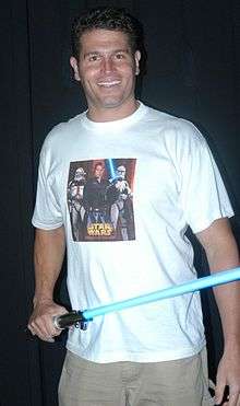 Howie Gordon of Big Brother 6 and Big Brother 7: All-Stars wielding a lightsaber