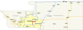 Omaha regional map with I-480 highlighted in red.