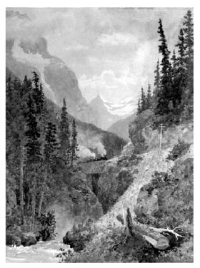 1887 painting of Kicking Horse Pass