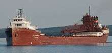 A bulk cargo ship sailing on Lake Superior