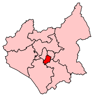 A small constituency, located in the centre of the county to the south of two equally small constituencies.