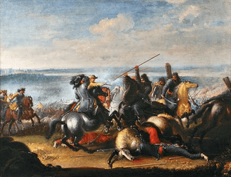  Charles X Gustav in skirmish with Polish Tatars at the battle of Warsaw, by Johan Philip Lemke (1684).