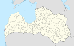 Location of Liepāja within Latvia