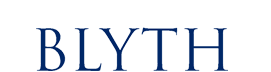 The phrase "BLYTH" in capital letters in a blue font, Blyth's current corporate logo.