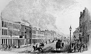 Artist's rendering of Main Street in Louisville as it appeared in 1846