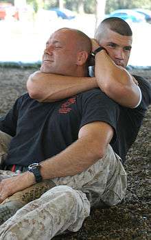 Marines demonstrate the rear naked choke.