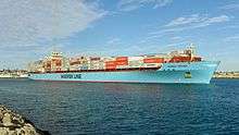 Maersk Virginia departing from Fremantle, Australia, in April 2015